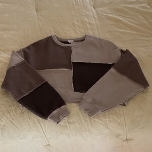 Garage Colorblock Crop Top - Brown and Tan